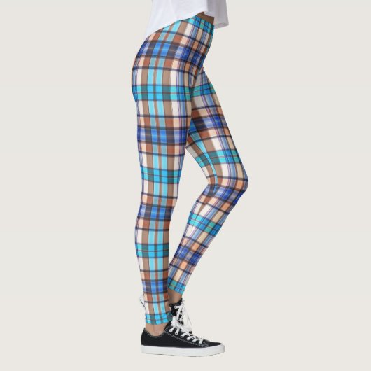 Turquoise en Tan Plaid Leggings (Rechts)