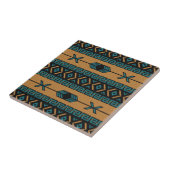 Turquoise en Tan Southwest Aztec Pattern Tegeltje (Zijkant)