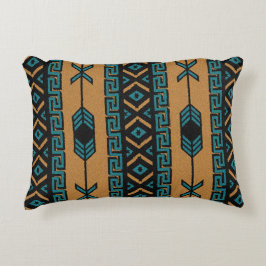 Turquoise en Tan Southwest Tribal Aztec Pattern Accent Kussen