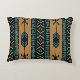 Turquoise en Tan Southwest Tribal Aztec Pattern Accent Kussen
