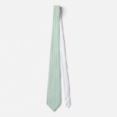 Turquoise en Taupe Golvend Chevronpatroon Stropdas (Voorkant)