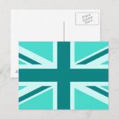 Turquoise en Teal Union Jack 2 Briefkaart (Voorkant / Achterkant)