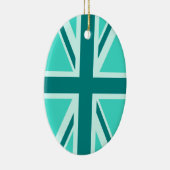 Turquoise en Teal Union Jack 2 Keramisch Ornament (Rechts)