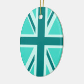 Turquoise en Teal Union Jack 2 Keramisch Ornament (Links)