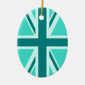 Turquoise en Teal Union Jack 2 Keramisch Ornament (Voorkant)