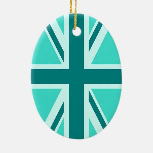 Turquoise en Teal Union Jack 2 Keramisch Ornament (Achterkant)