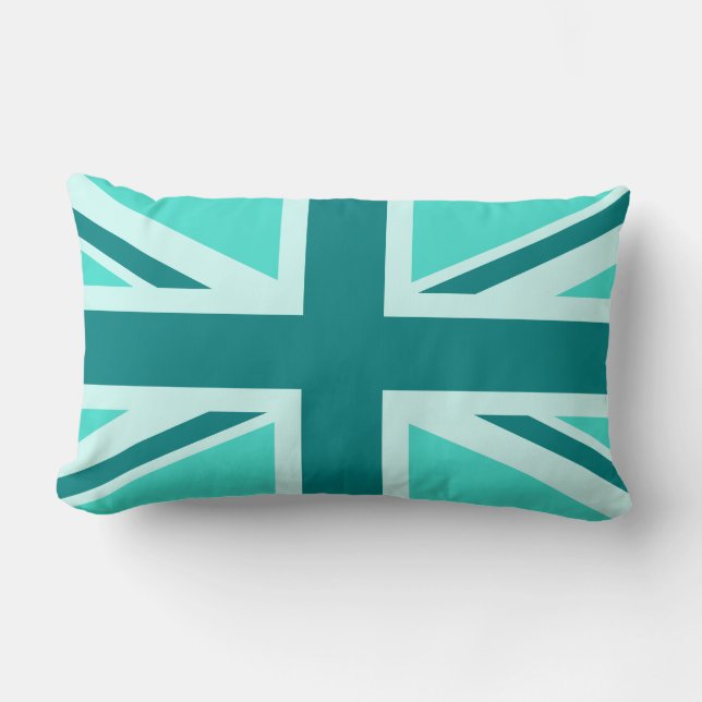 Turquoise en Teal Union Jack 2 Kussen (Voorkant)