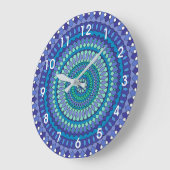 Turquoise en tealblauwe mandala grote klok (Hoek)