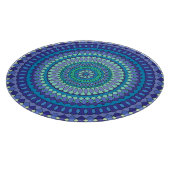 Turquoise en tealblauwe mandala snijplank (Hoek)