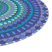 Turquoise en tealblauwe mandala snijplank (Hoek)