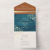 Turquoise en Terracotta Bruiloft All In One Uitnodiging (Binnen)