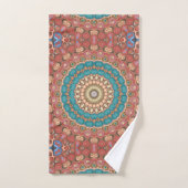 Turquoise en Terracotta geometrische mandala patro Bad Handdoek (Handdoek)