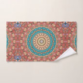 Turquoise en Terracotta geometrische mandala patro Bad Handdoek (Handdoek)