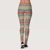 Turquoise en Terracotta geometrische mandala patro Leggings (Achterkant)