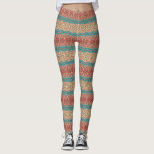 Turquoise en Terracotta geometrische mandala patro Leggings (Voorkant)