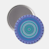Turquoise en turkooisblauwe mandala magneet (Voorkant / Achterkant)