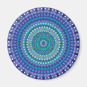 Turquoise en turkooisblauwe mandala magneet (Voorkant)