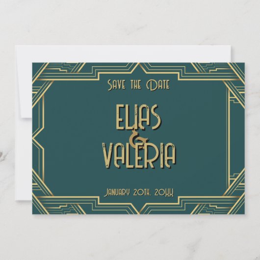 Turquoise en Tuxedos Save the Date (Voorkant)