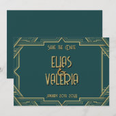 Turquoise en Tuxedos Save the Date (Voorkant / Achterkant)