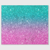 Turquoise en warme roze glitter ombre cadeaupapier (Vlak)