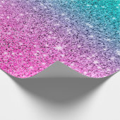 Turquoise en warme roze glitter ombre cadeaupapier (Hoek)