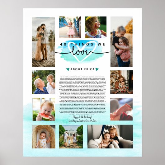 türquoise en waterverfblauw 40 redenen waarom we v poster (Voorkant)