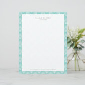 Turquoise en white Art Deco patroon Briefhoofd (Staand voorkant)