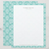 Turquoise en white Art Deco patroon Briefhoofd (Voorkant / Achterkant)