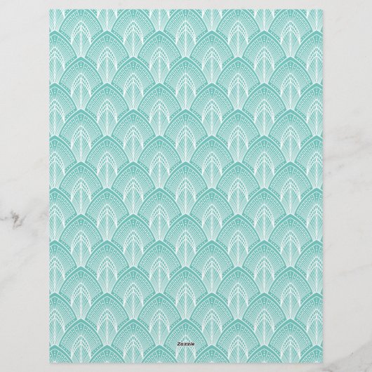Turquoise en white Art Deco patroon Briefhoofd (Achterkant)