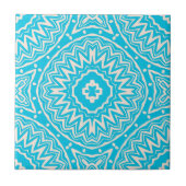 Turquoise en White Bohemian  Damask Pattern Tegeltje (Voorkant)