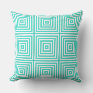 Turquoise en White Box Pattern - Sierkussen