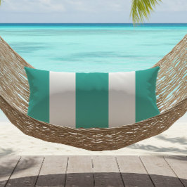 Turquoise en White Cabana Stripes Outdoor Buitenkussen