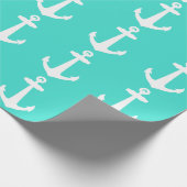 Turquoise en White Coastal Decor Anchor Cadeaupapier (Hoek)