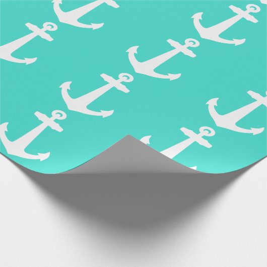 Turquoise en White Coastal Decor Anchor Cadeaupapier (Hoek)
