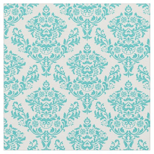 Turquoise en White Damask Stof (Close Up)