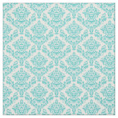 Turquoise en White Damask Stof (Swatch)