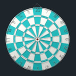 Turquoise en White Dartbord<br><div class="desc">Turquoise en White Dart Board</div>