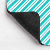 Turquoise en White Diagonal Stripes Mousepad Muismat (Hoek)