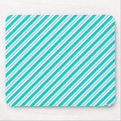Turquoise en White Diagonal Stripes Mousepad Muismat (Voorkant)