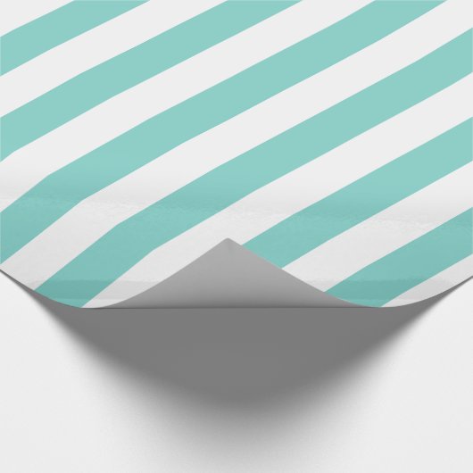 Turquoise en White Extra Large Stripe Pattern Cadeaupapier (Hoek)