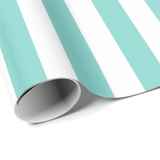 Turquoise en White Extra Large Stripe Pattern Cadeaupapier (Rol Hoek)