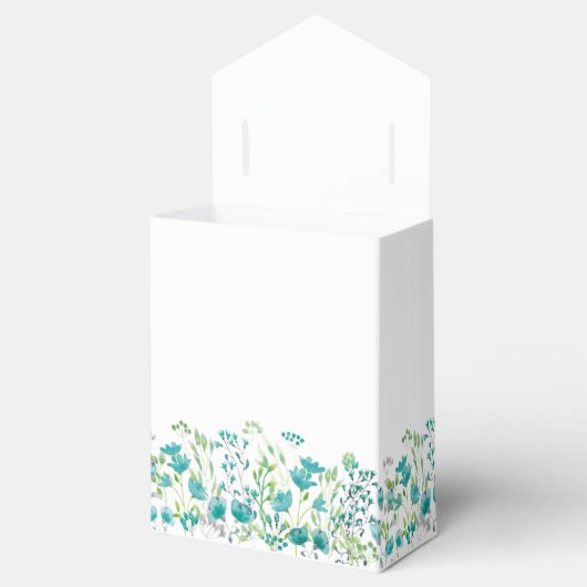 Turquoise en White Floral Personalized Wedding Bedankdoosjes (Geopend)