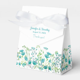 Turquoise en White Floral Personalized Wedding Bedankdoosjes