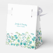 Turquoise en White Floral Personalized Wedding Bedankdoosjes (Achterkant)