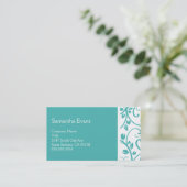 Turquoise en White Floral Vine Visitekaartje (Staand voorkant)