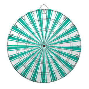 Turquoise en White Funky Sun Rays Retro Stripes Dartbord