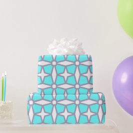 Turquoise en White Geometric Pattern Cadeaupapier