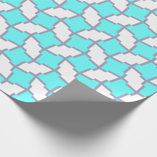 Turquoise en White Geometric Pattern Cadeaupapier (Hoek)
