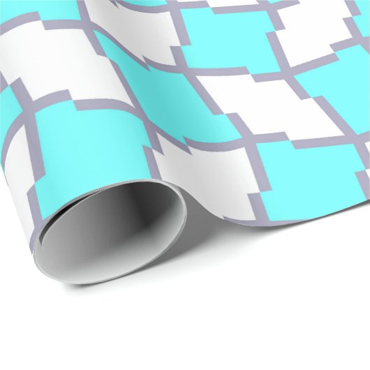Turquoise en White Geometric Pattern Cadeaupapier (Rol Hoek)