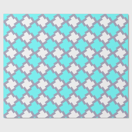 Turquoise en White Geometric Pattern Cadeaupapier (Vlak)
